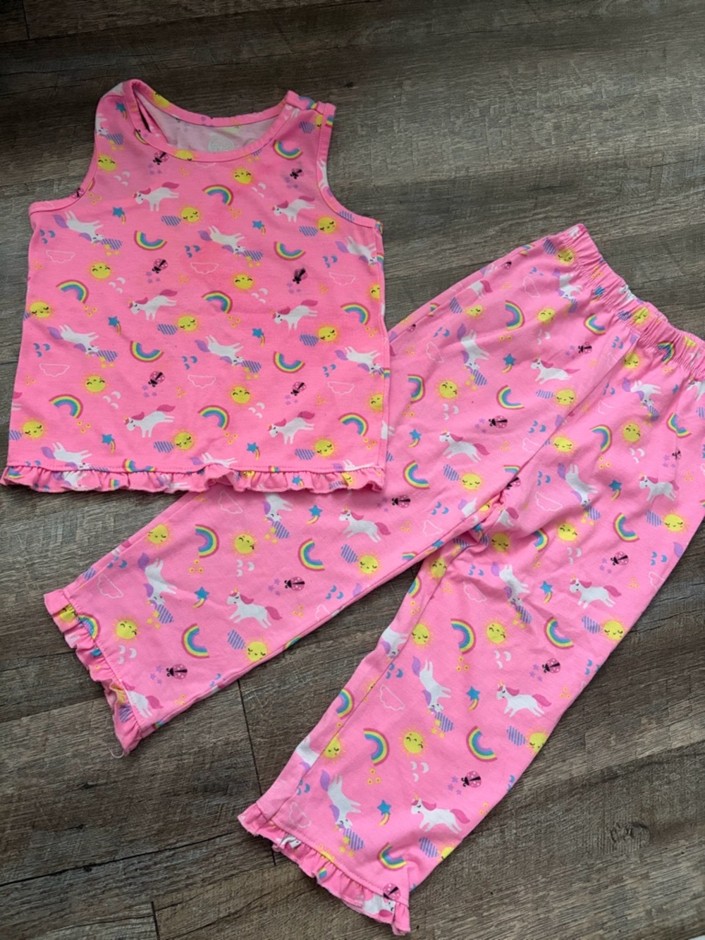 🌸 $10 SALE 🌸 Wonder NationGirls' Pink Unicorn & Rainbow Pajama Set